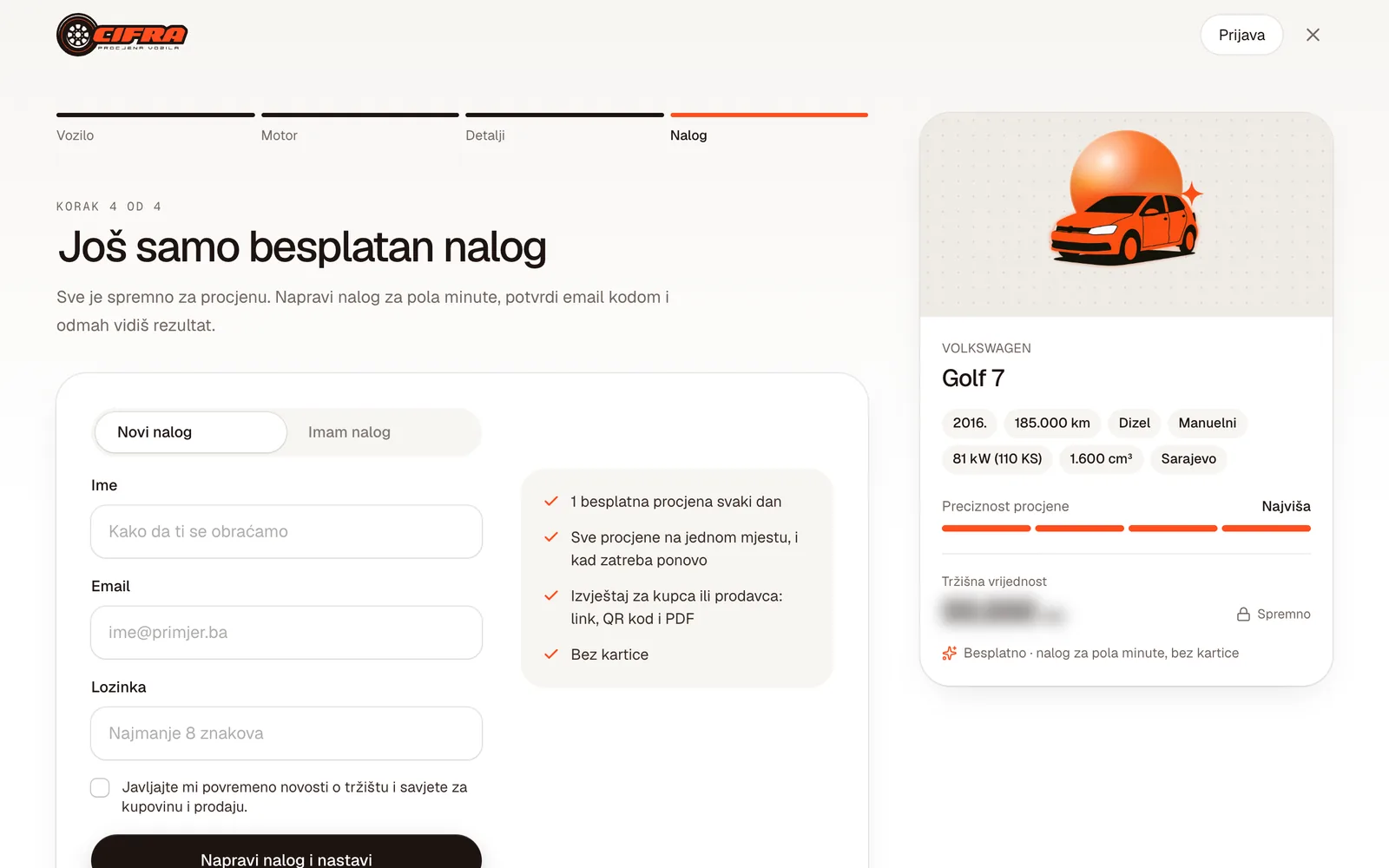 Korak Nalog: forma za besplatan nalog i šta nalog donosi
